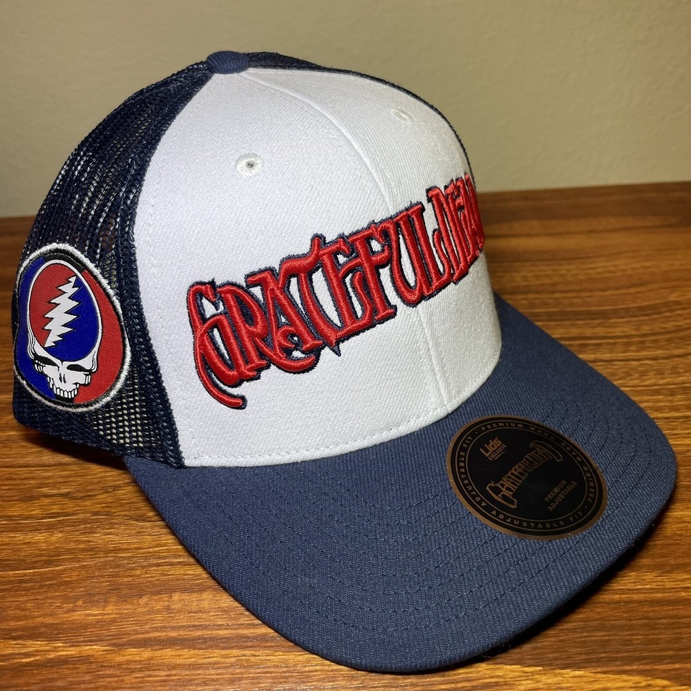 Grateful Dead Trucker Mesh Hat Steal Your Face Stealie Red White Blue Cap NEW